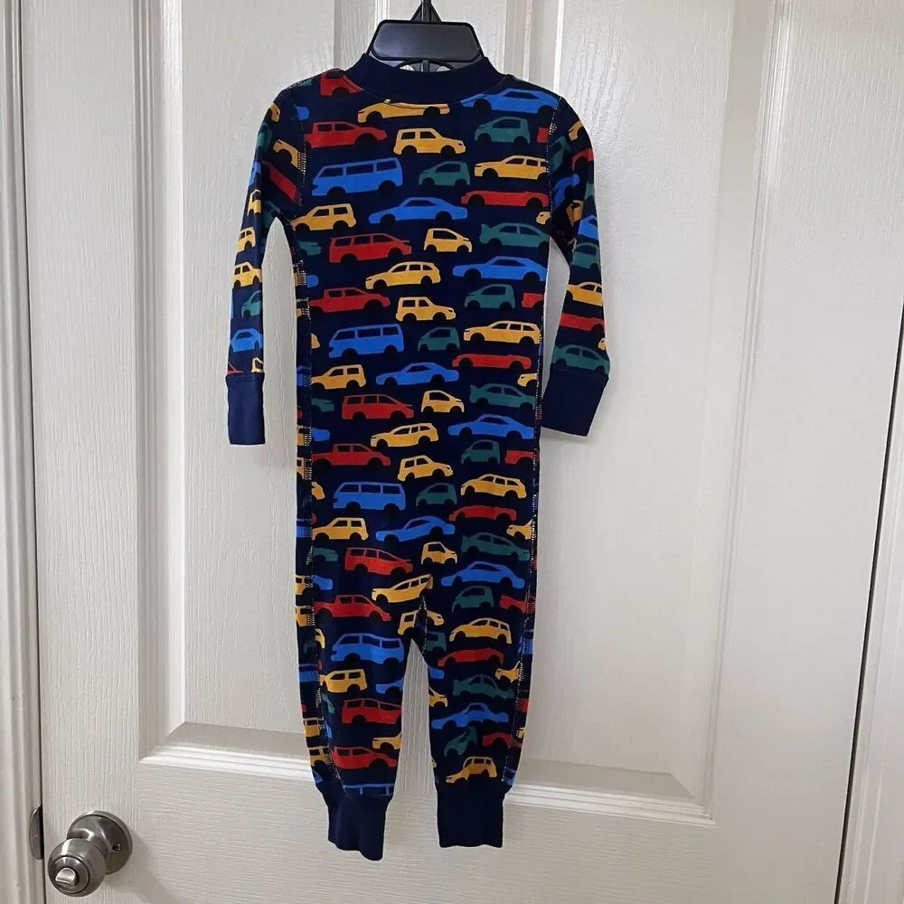 Hanna Andersson Zip Sleeper Traffic Jam Cars Organic Cotton Size 75 US 12-18 Mos
